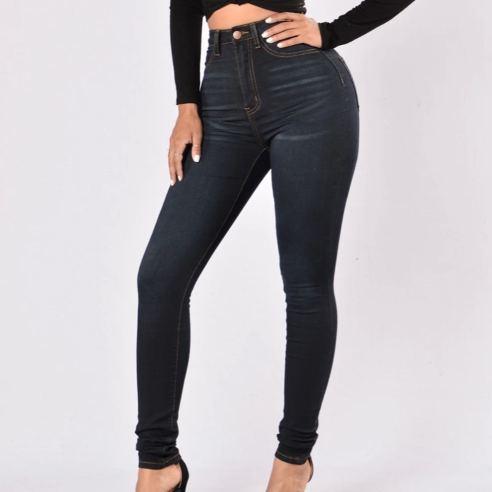 High Waist Dark Faux Front Pocket Skinny Jeans, Size: 3